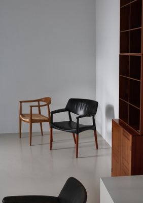 Danish Modern Armchairs in Teakwood & Leather attributed to Larsen & Bender Madsen, 1950s, Set of 2-WRF-1733733