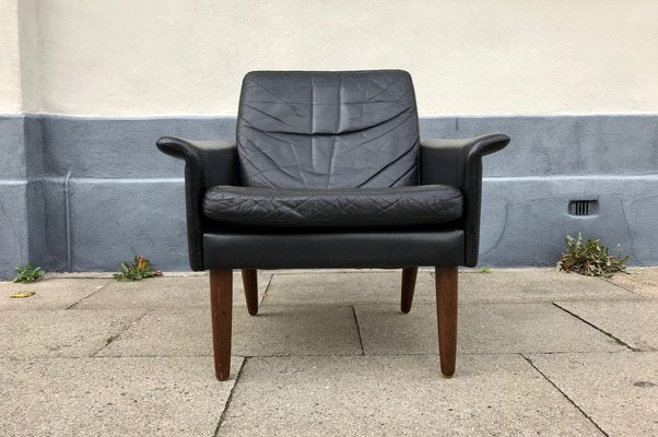 Danish Modern Black Leather Lounge Chair by Hans Olsen for CS Mobelfabrik, 1960s-LCR-743216