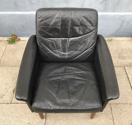 Danish Modern Black Leather Lounge Chair by Hans Olsen for CS Mobelfabrik, 1960s-LCR-743216