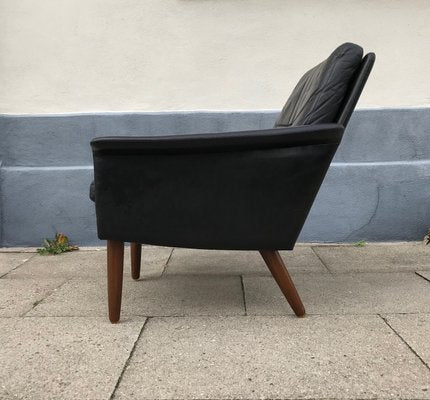 Danish Modern Black Leather Lounge Chair by Hans Olsen for CS Mobelfabrik, 1960s-LCR-743216