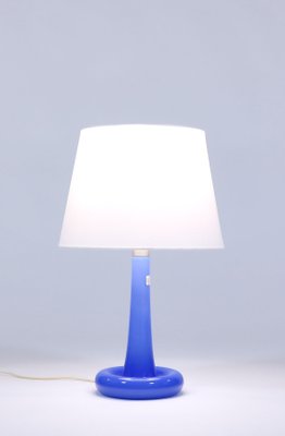 Danish Modern Blue Glass Table Lamps by Michael Bang for Holmegaard, 1970s, Set of 2-WRF-689403