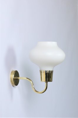 Danish Modern Brass and Opaline Glass Sconces by Acton Bjorn, 1950s, Set of 3-WRF-619952