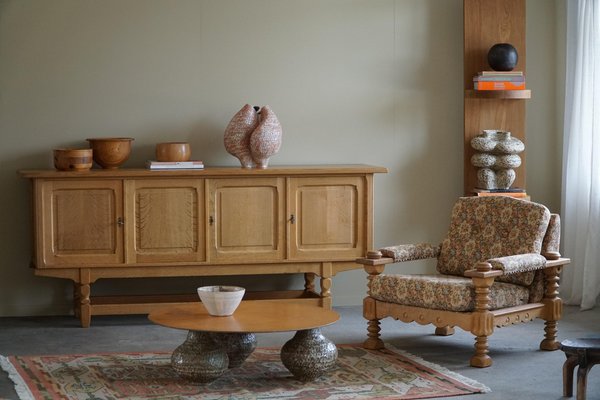 Danish Modern Brutalist Lounge Chairs in Oak attributed to Henning Kjærnulf, 1960s, Set of 2-MXF-1721449