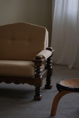 Danish Modern Brutalist Lounge Chairs in Oak attributed to Henning Kjærnulf, 1960s, Set of 2-MXF-1800837