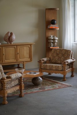 Danish Modern Brutalist Lounge Chairs in Oak attributed to Henning Kjærnulf, 1960s, Set of 2-MXF-1721449