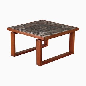 Danish Modern Center Table in Teakwood & Ceramic Tiles attributed to Ox-Art, 1973-WRF-1733734