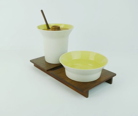 Danish Modern Ceramic and Wood Serving Set from Laurids Lonborg, 1960s, Set of 6-FH-1763240