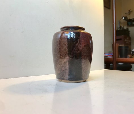 Danish Modern Ceramic Vase in Tenmoku Glaze by Merethe Bloch for Own Studio, 1970s-LCR-698137