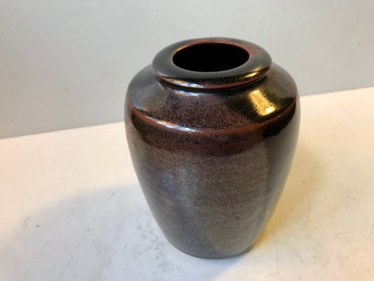 Danish Modern Ceramic Vase in Tenmoku Glaze by Merethe Bloch for Own Studio, 1970s-LCR-698137