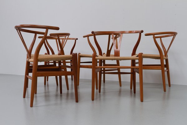 Danish Modern CH24 Wishbone Chairs in Cherrywood by Hans J. Wegne for Carl Hansen & Søn, 1990s, Set of 6-WIX-1599793