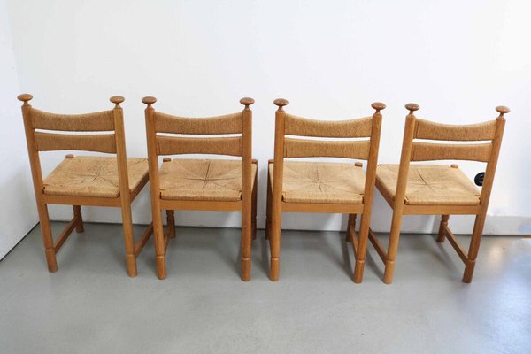 Danish Modern Chairs in Light Oak with Sisal Weave from Asko, Finland, 1960s, Set of 4-FJP-1771594