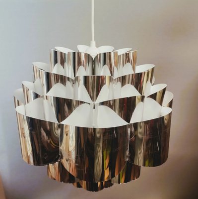 Danish Modern Chromed Silver Diamond Hanging Lamp attributed to Morten Goettler, 1970s-SCS-1767594