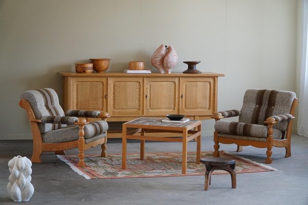 Danish Modern Coffee Table in Oak & Ceramic Tiles attributed to Tue Poulsen, 1960s-MXF-1717834