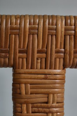 Danish Modern Coffee Table in Rattan Cane and Matt Glass by R. Wengler, 1940s-WRF-1081141