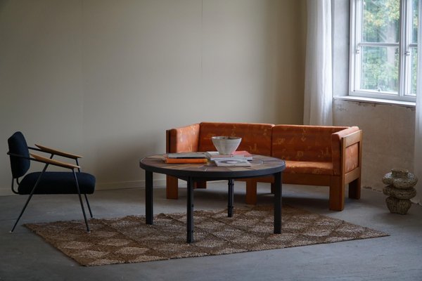 Danish Modern Coffee Table in Steel & Ceramic Tiles attributed to Sallingbroe, 1970s-MXF-1719768