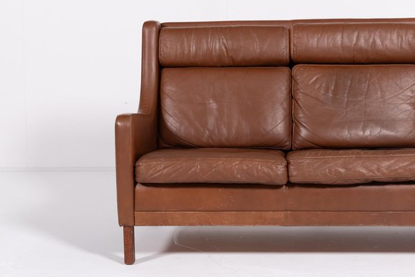 Danish Modern Cognac Leather Sofa, 1970s-KMC-2019537