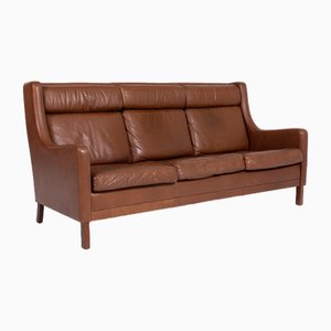 Danish Modern Cognac Leather Sofa, 1970s-KMC-2019537