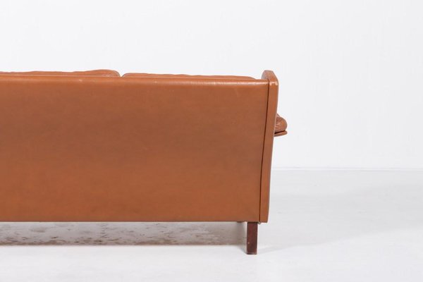 Danish Modern Cognac Leather Wing Sofa, 1970s-KMC-1808250