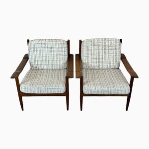 Danish Modern Design Teak Armchair Easy Chair Lounge Chair, 1970s, Set of 2-EJL-1153312