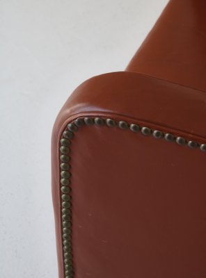 Danish Modern Easy Chair in Leather and Beech by Mogens Lassen for Fritz Hansen, 1940s-WRF-1256734