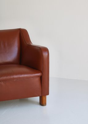 Danish Modern Easy Chair in Leather and Beech by Mogens Lassen for Fritz Hansen, 1940s-WRF-1256734