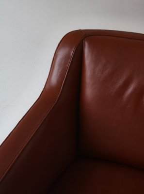 Danish Modern Easy Chair in Leather and Beech by Mogens Lassen for Fritz Hansen, 1940s-WRF-1256734