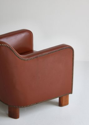 Danish Modern Easy Chair in Leather and Beech by Mogens Lassen for Fritz Hansen, 1940s-WRF-1256734