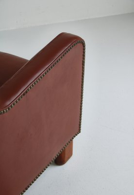 Danish Modern Easy Chair in Leather and Beech by Mogens Lassen for Fritz Hansen, 1940s-WRF-1256734