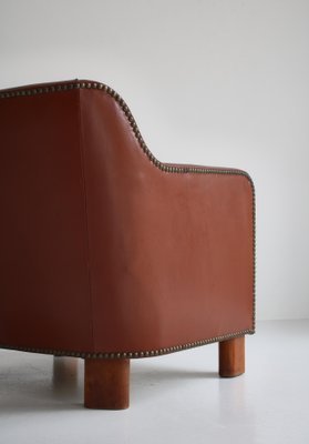 Danish Modern Easy Chair in Leather and Beech by Mogens Lassen for Fritz Hansen, 1940s-WRF-1256734