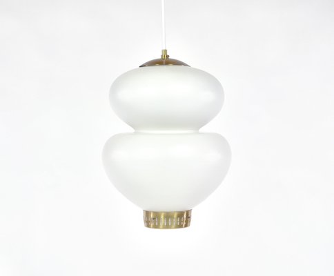 Danish Modern Glass Snowball Pendant Lamps by Bent Karlby for Lyfa, 1940s, Set of 2-WRF-714078