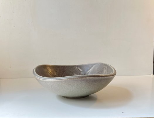 Danish Modern Green Sgrafitto Stoneware Bowl from Lehmann Langeland, 1970s-LCR-1300290