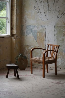 Danish Modern Lounge Chair in Beech and Papercord in the Style of Frits Schlegel, 1930s-MXF-1047935