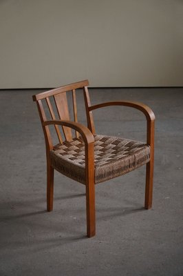 Danish Modern Lounge Chair in Beech and Papercord in the Style of Frits Schlegel, 1930s-MXF-1047935