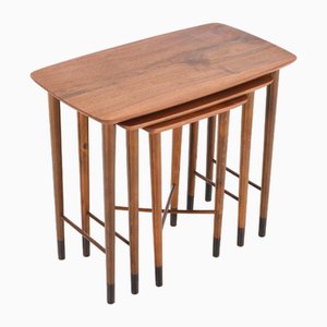 Danish Modern Nesting Tables in Walnut, 1950s, Set of 3-NIX-1763601