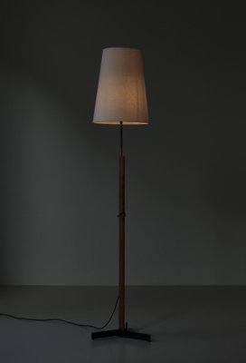 Danish Modern Oak & Brass Adjustable Floor Lamp by Svend Aage Holm Sørensen, 1960s-WRF-1812170