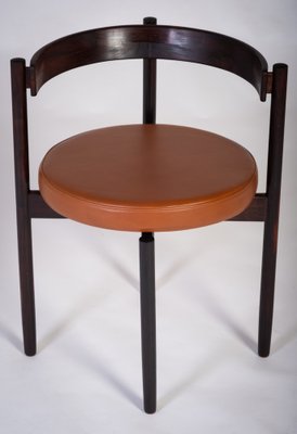 Danish Modern Rosewood and Tan Leather Armchair by Hugo Frandsen, Denmark, 1960s-ZGQ-1734655