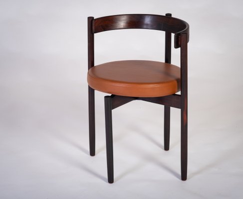 Danish Modern Rosewood and Tan Leather Armchair by Hugo Frandsen, Denmark, 1960s-ZGQ-1734655