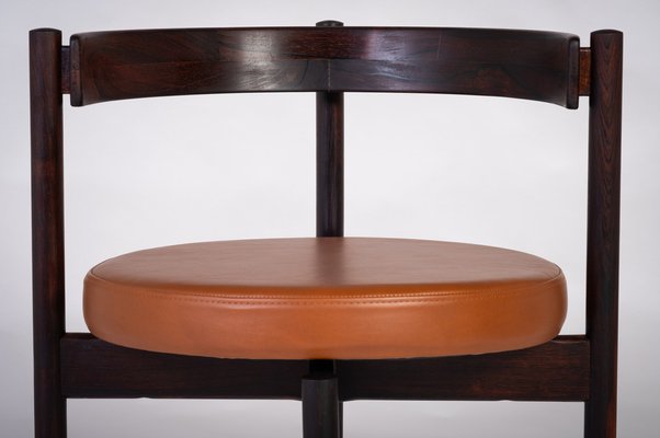 Danish Modern Rosewood and Tan Leather Armchair by Hugo Frandsen, Denmark, 1960s-ZGQ-1734655