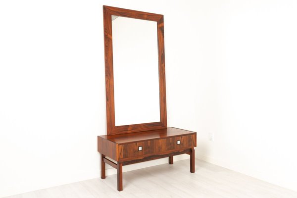 Danish Modern Rosewood Dresser & Mirror Set, 1960s, Set of 2-WIX-902486