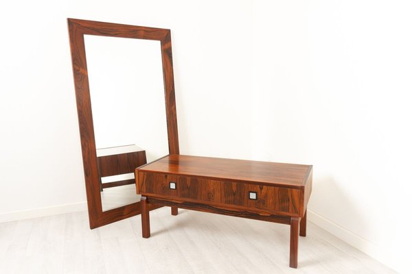 Danish Modern Rosewood Dresser & Mirror Set, 1960s, Set of 2-WIX-902486