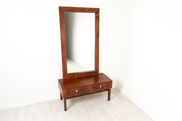 Danish Modern Rosewood Dresser & Mirror Set, 1960s, Set of 2-WIX-902486