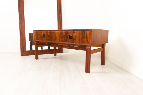 Danish Modern Rosewood Dresser & Mirror Set, 1960s, Set of 2-WIX-902486