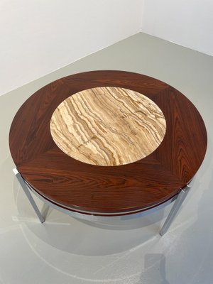 Danish Modern Round Rosewood and Marble Coffee Table from Bendixen Design, 1970s-WIX-1745435