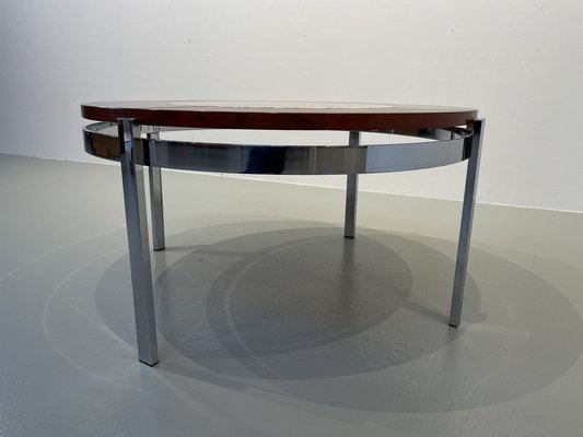 Danish Modern Round Rosewood and Marble Coffee Table from Bendixen Design, 1970s-WIX-1745435