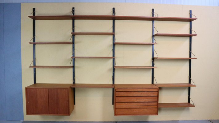 Danish Modern Royal System Teak Wall Unit Shelving attributed to Poul Cadovius for Cado, 1960-DT-2026089