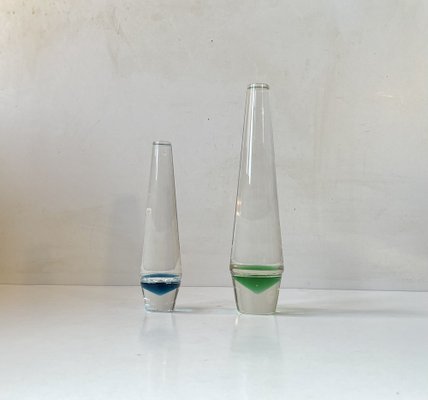 Danish Modern Solifleur Glass Vases by Christer Holmgren from Holmegaard, 1960s, Set of 2-LCR-1761207