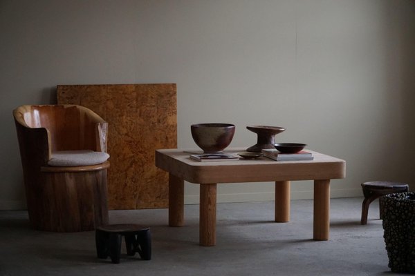 Danish Modern Square Coffee Table in Pine with Chunky Legs attributed to Rainer Daumiller, 1950s-MXF-1746771