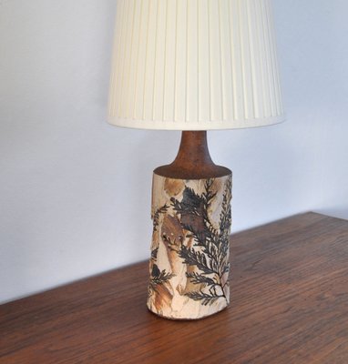 Danish Modern Table Lamp with Leaves Print from Bodil Marie Nielsen, 1960s-HPQ-1192462