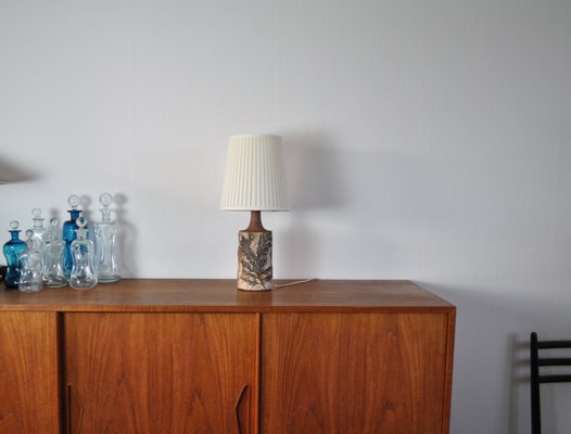 Danish Modern Table Lamp with Leaves Print from Bodil Marie Nielsen, 1960s-HPQ-1192462