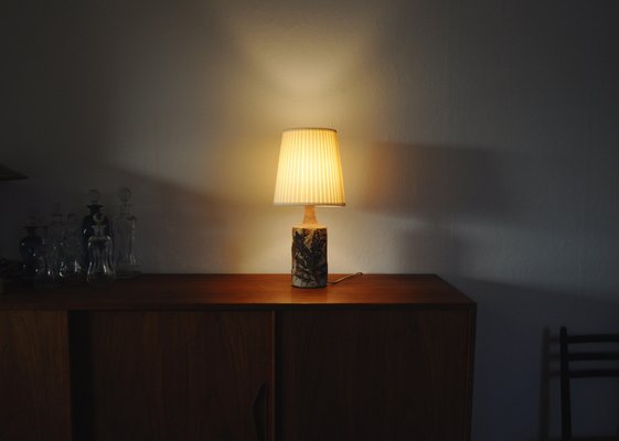 Danish Modern Table Lamp with Leaves Print from Bodil Marie Nielsen, 1960s-HPQ-1192462